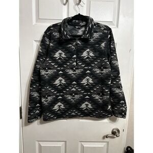 The North Face L Quarter Zip Fleece Pullover Better Sweater Aztec Black Gray